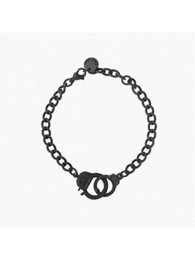 Blackhead Handcuff Chain Bracelet Matte Black Industrial Punk Style